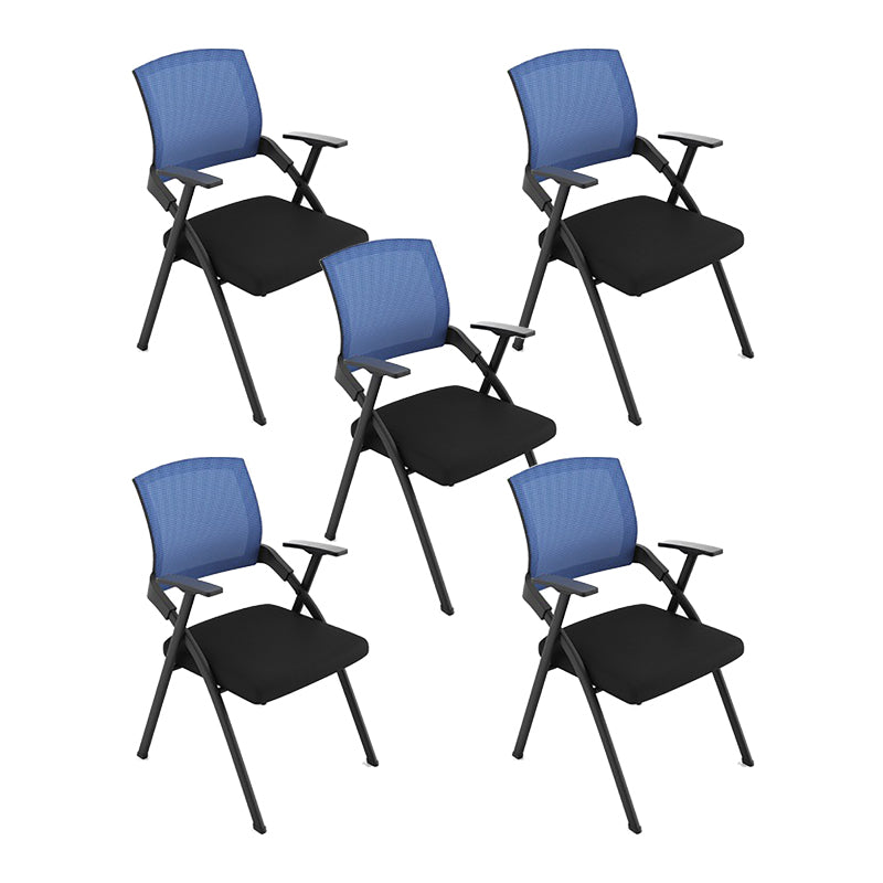 Modern Steel Frame Conference Chair Mesh Mid Back Fixed Arms Chair