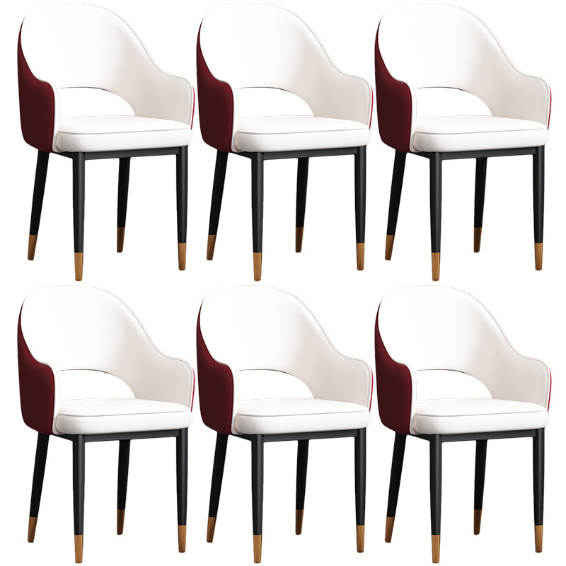 Scandinavian Meeting Room Open Back Arm Chair Matte Finish Leather Dining Chair