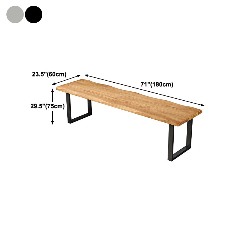 Contemporary Pine Wood Desk Rectangle Metal Base Desk for Home Office