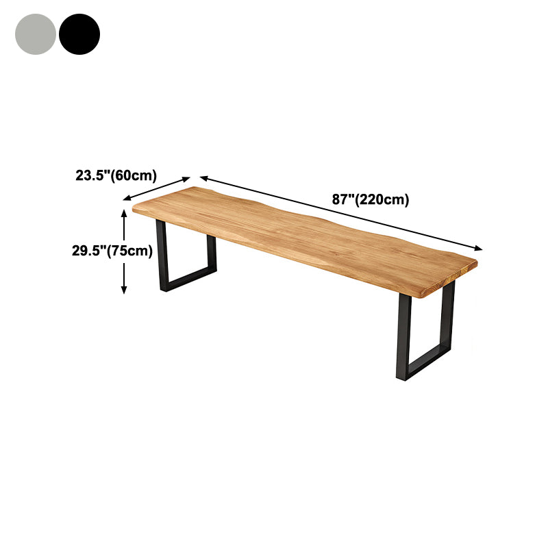 Contemporary Pine Wood Desk Rectangle Metal Base Desk for Home Office