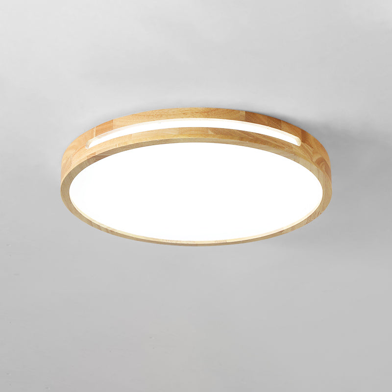 Modern Round Shape Ceiling Light Wood LED Flush Mount Light for Dining Room