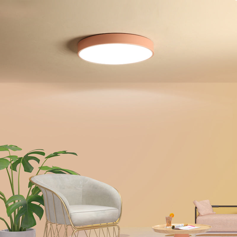 Metal LED Flush Mount Macaroon Circle Ceiling Mounted Fixture for Bedroom
