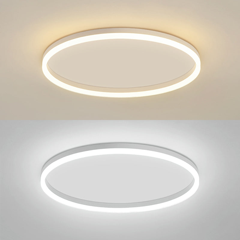 Metal Round Shape Flush Mount Light Modern 1 Light Flush Mount Lighting Fixtures in White