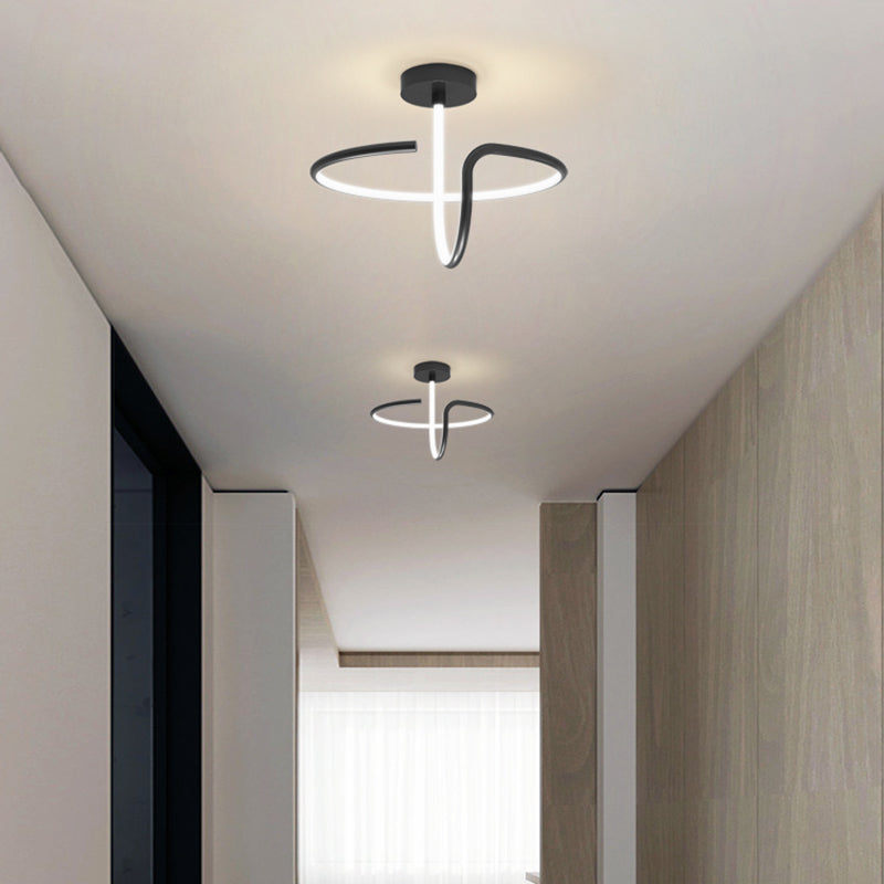 Modern Style Linear Shape Ceiling Light Metal 1 Light Ceiling Lamp for Bedroom