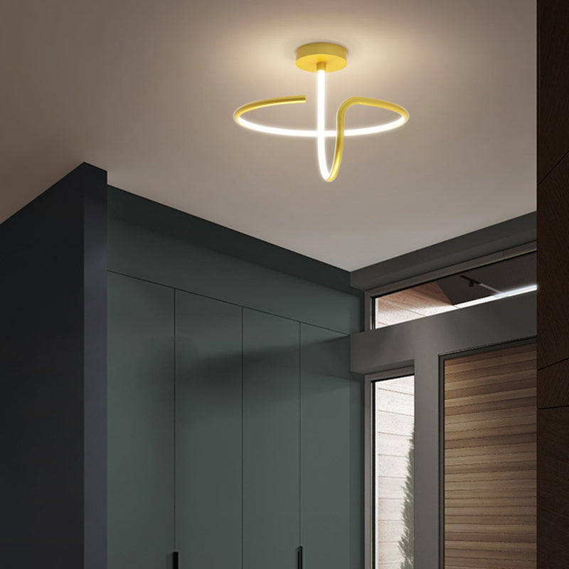 Modern Style Linear Shape Ceiling Light Metal 1 Light Ceiling Lamp for Bedroom