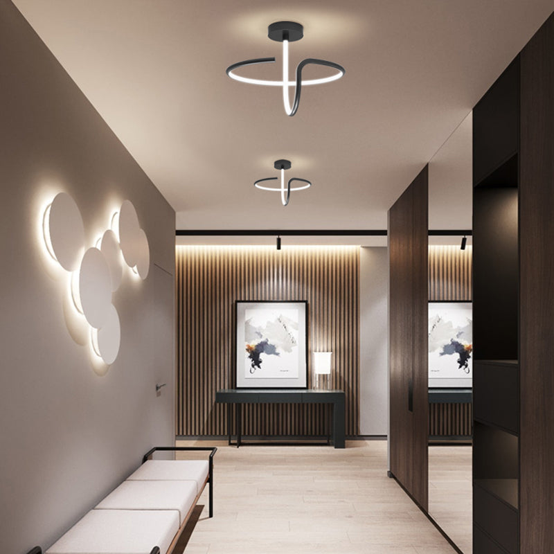 Modern Style Linear Shape Ceiling Light Metal 1 Light Ceiling Lamp for Bedroom