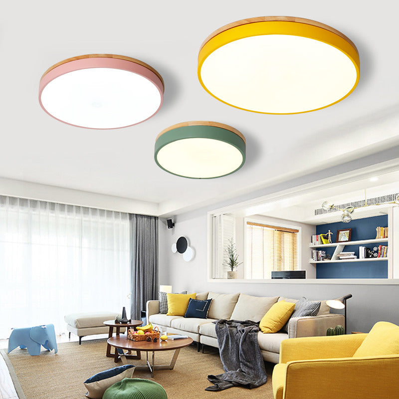 Modern Style Circle Shape Ceiling Lighting Metal 1 Light Ceiling Lamp for Bedroom