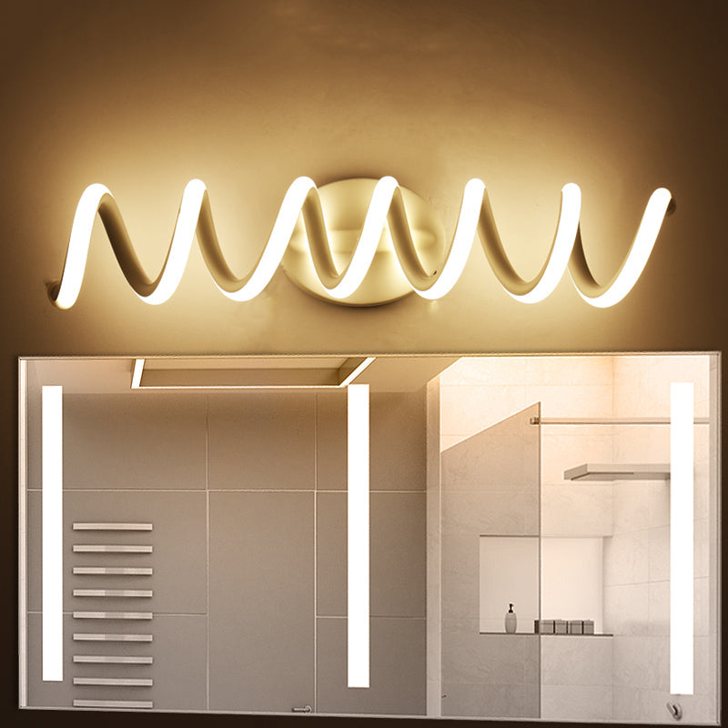 Modern Style Spiral Wall Vanity Light Metal 1-Light Vanity Lighting Ideas in White