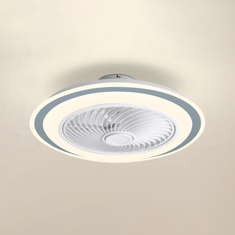 Modern Style Round Shape Ceiling Fan Lamp Metal 1 Light Ceiling Fan Lighting for Bedroom