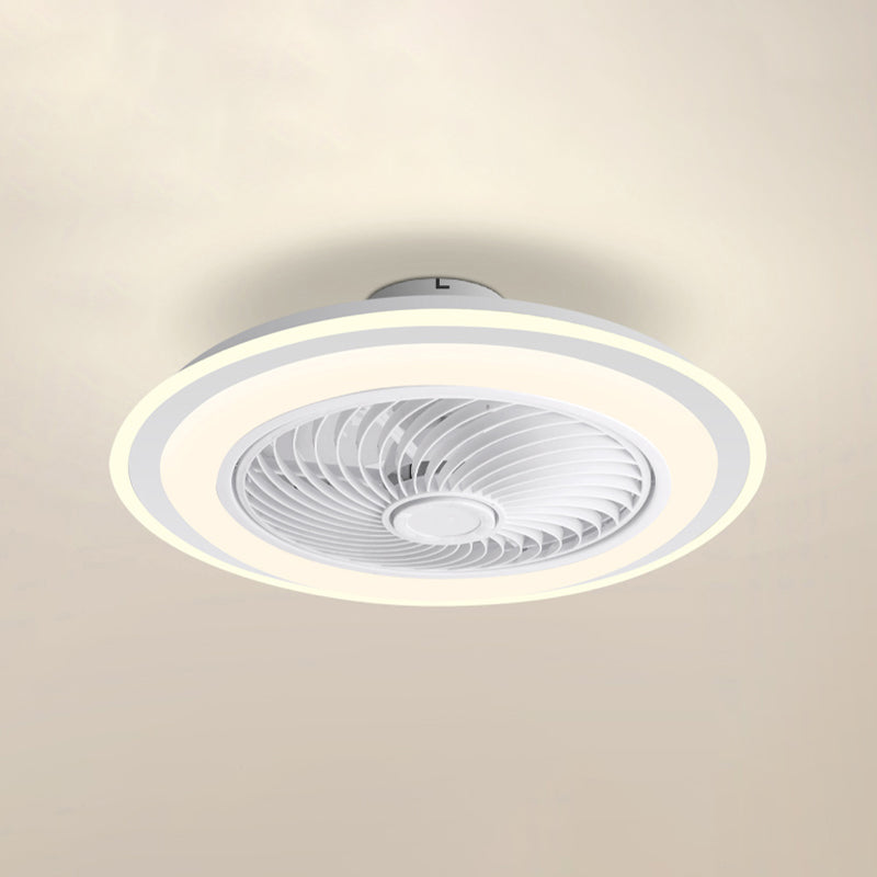 Modern Style Round Shape Ceiling Fan Lamp Metal 1 Light Ceiling Fan Lighting for Bedroom