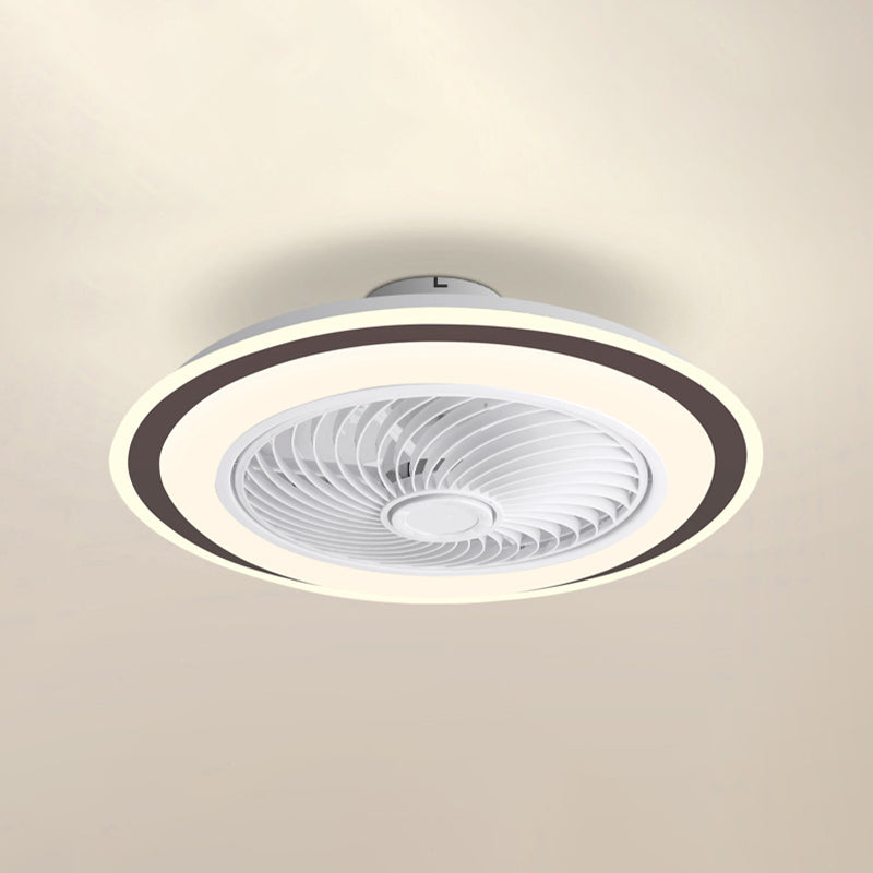 Modern Style Round Shape Ceiling Fan Lamp Metal 1 Light Ceiling Fan Lighting for Bedroom