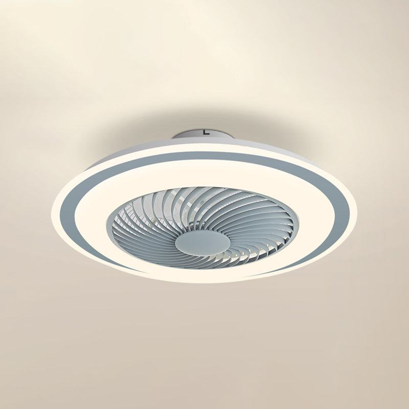 Modern Style Round Shape Ceiling Fan Lamp Metal 1 Light Ceiling Fan Lighting for Bedroom