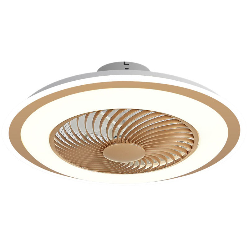 Modern Style Round Shape Ceiling Fan Lamp Metal 1 Light Ceiling Fan Lighting for Bedroom