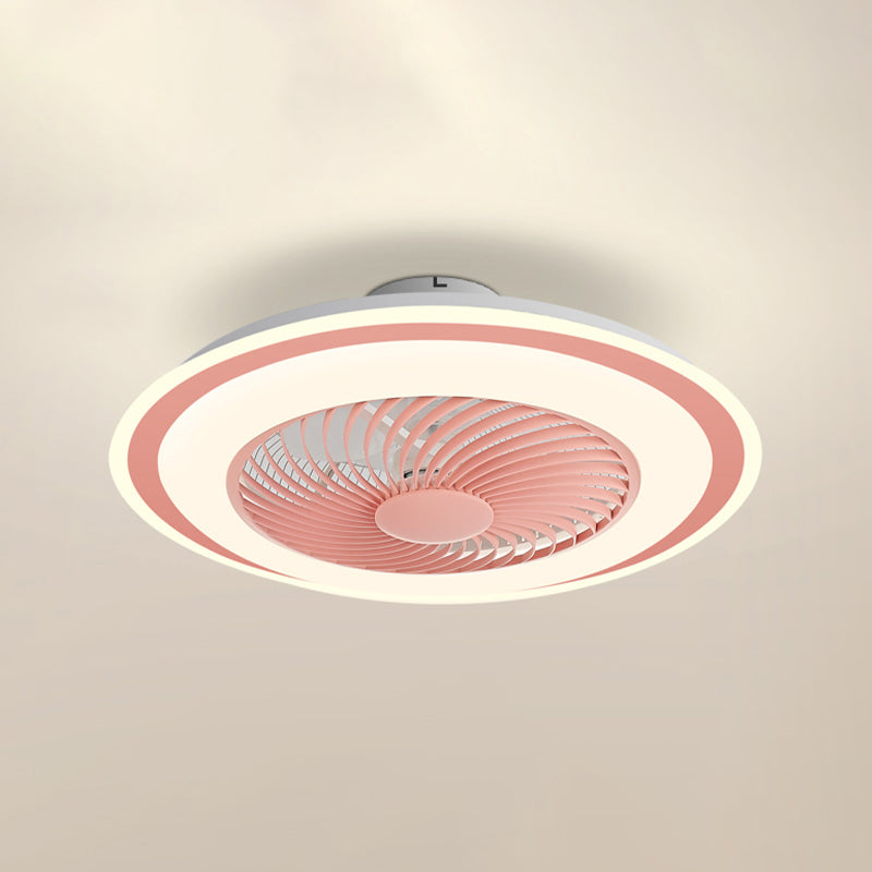 Modern Style Round Shape Ceiling Fan Lamp Metal 1 Light Ceiling Fan Lighting for Bedroom