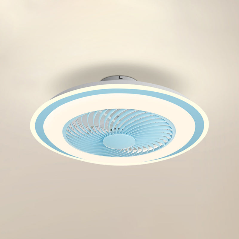 Modern Style Round Shape Ceiling Fan Lamp Metal 1 Light Ceiling Fan Lighting for Bedroom