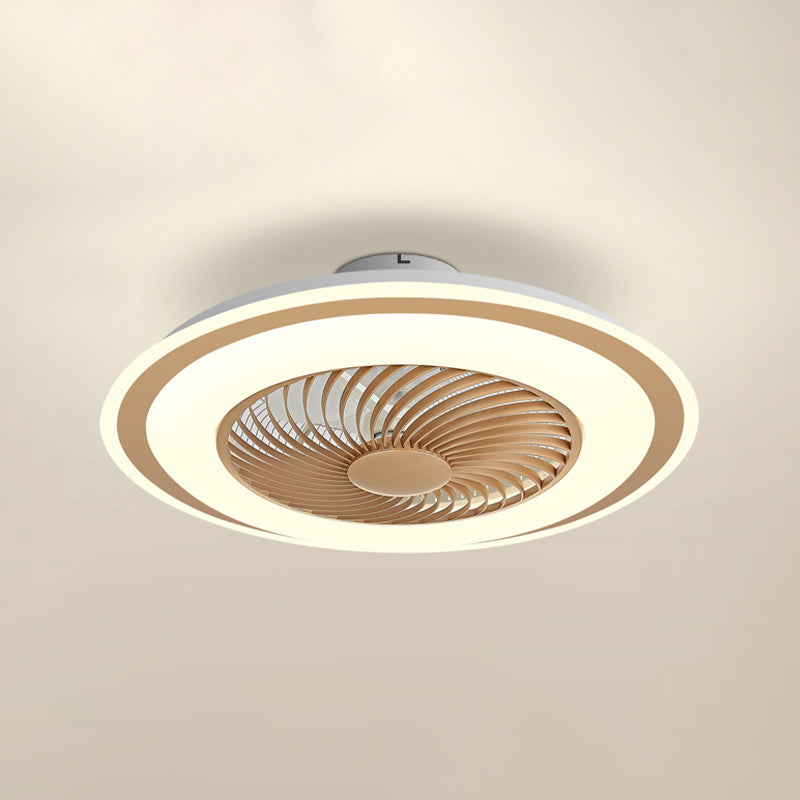 Modern Style Round Shape Ceiling Fan Lamp Metal 1 Light Ceiling Fan Lighting for Bedroom