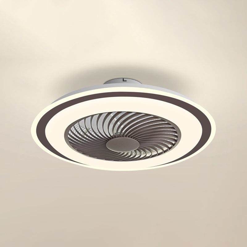 Modern Style Round Shape Ceiling Fan Lamp Metal 1 Light Ceiling Fan Lighting for Bedroom