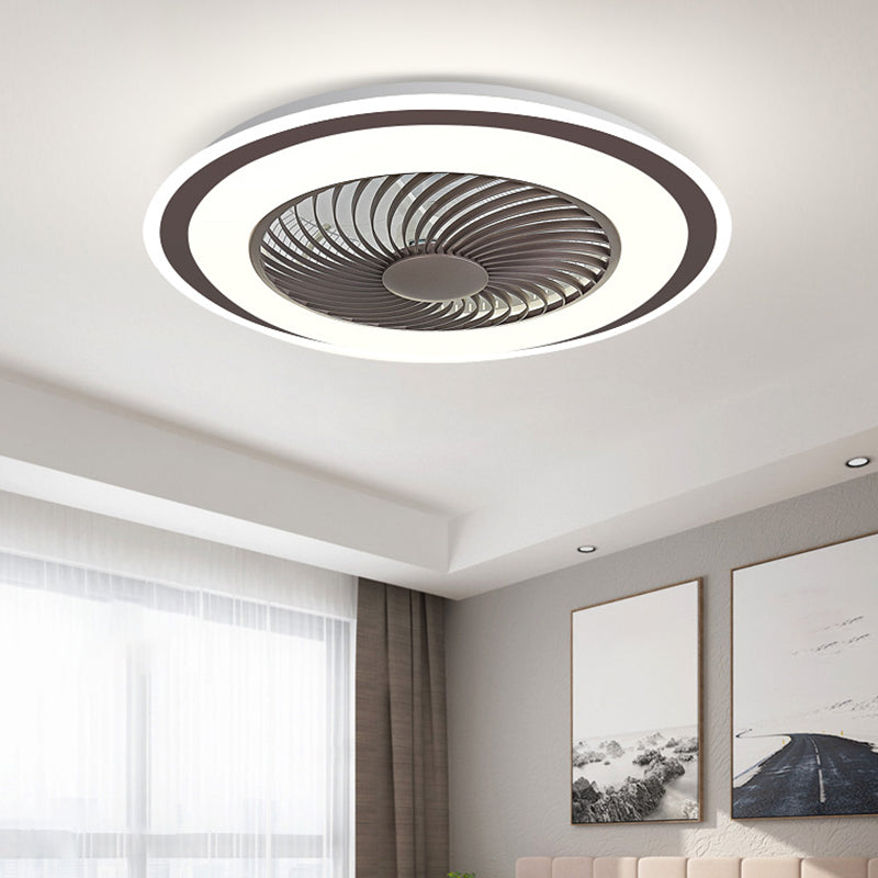 Modern Style Round Shape Ceiling Fan Lamp Metal 1 Light Ceiling Fan Lighting for Bedroom