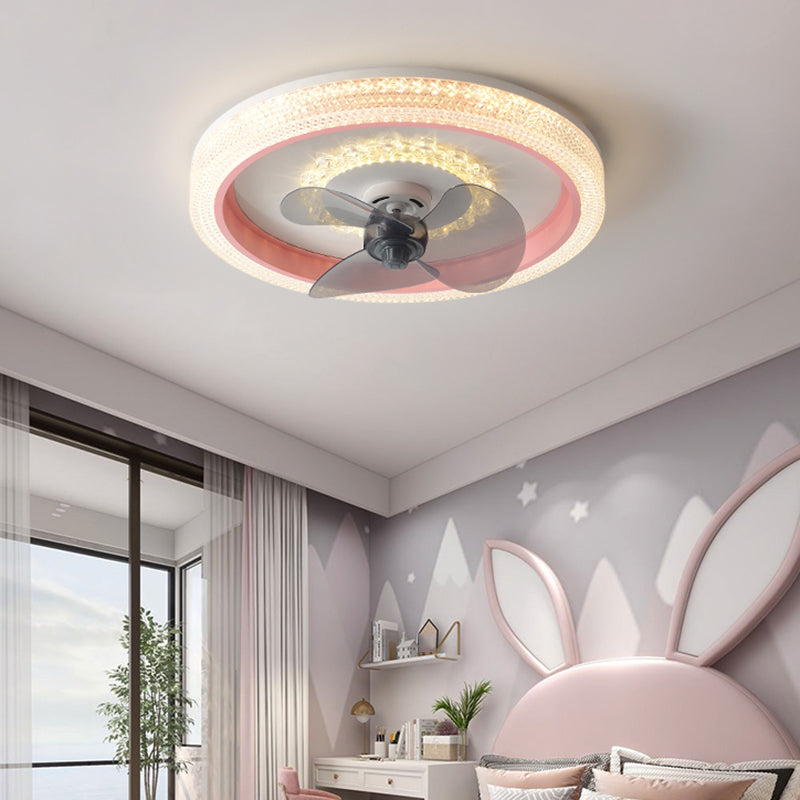 Modern Style Round Shape Ceiling Fan Lamps Metal 2 Light Ceiling Fan Lighting for Bedroom