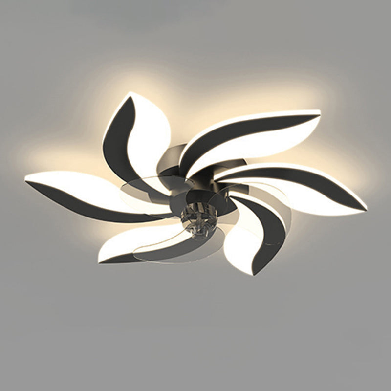 Nordic Style Iron Ceiling Fan Lamp Acrylic Shade LED Ceiling Fan Light for Bedroom