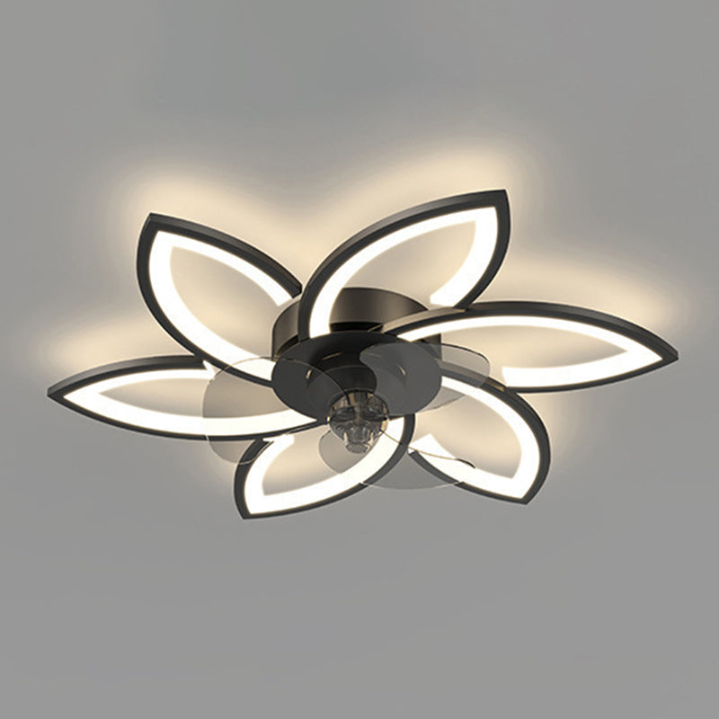 Nordic Style Iron Ceiling Fan Lamp Acrylic Shade LED Ceiling Fan Light for Bedroom