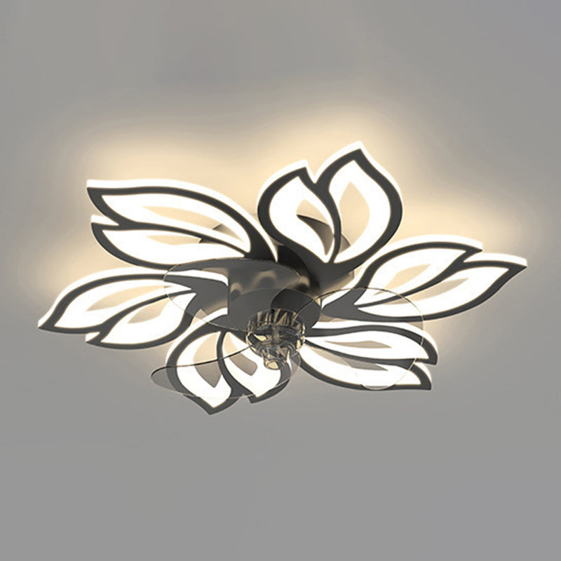 Nordic Style Iron Ceiling Fan Lamp Acrylic Shade LED Ceiling Fan Light for Bedroom