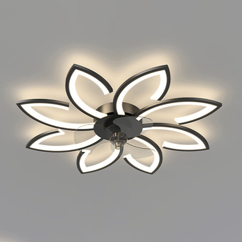 Nordic Style Iron Ceiling Fan Lamp Acrylic Shade LED Ceiling Fan Light for Bedroom