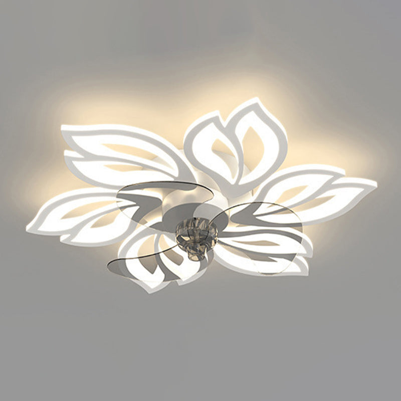 Nordic Style Iron Ceiling Fan Lamp Acrylic Shade LED Ceiling Fan Light for Bedroom