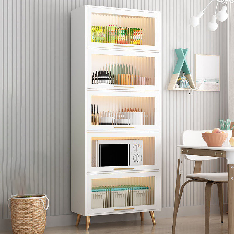 Modern 1-door Sideboard in White and Black Glass for Living Home