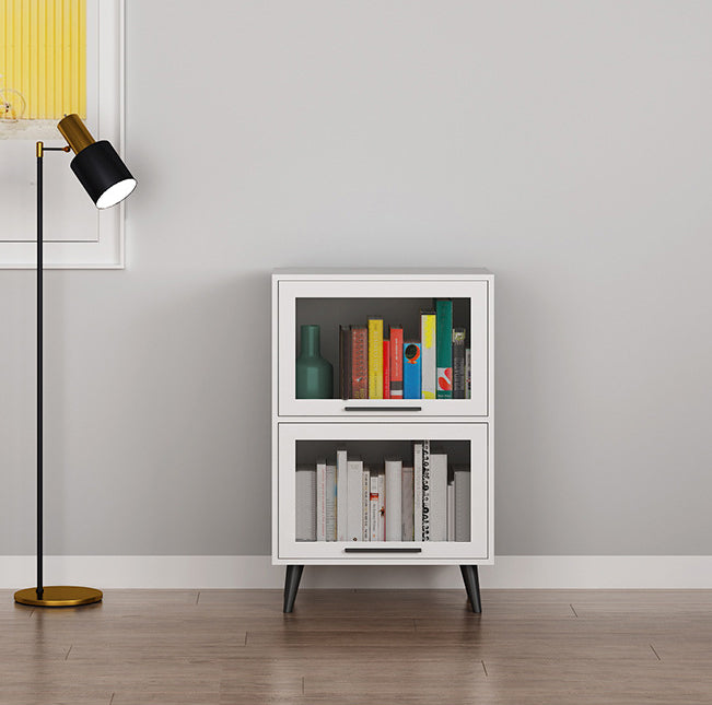 Modern 1-door Sideboard in White and Black Glass for Living Home