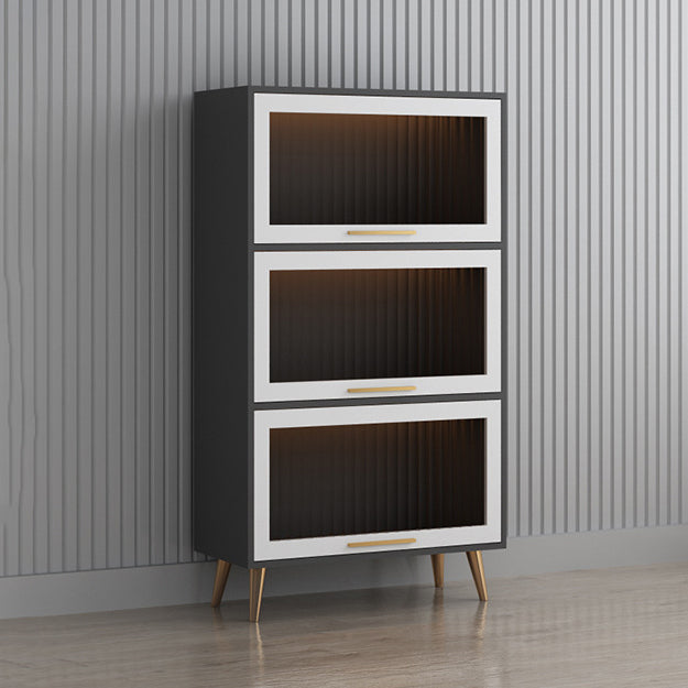 Modern 1-door Sideboard in White and Black Glass for Living Home