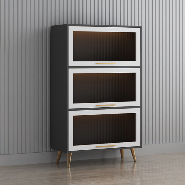 Modern 1-door Sideboard in White and Black Glass for Living Home