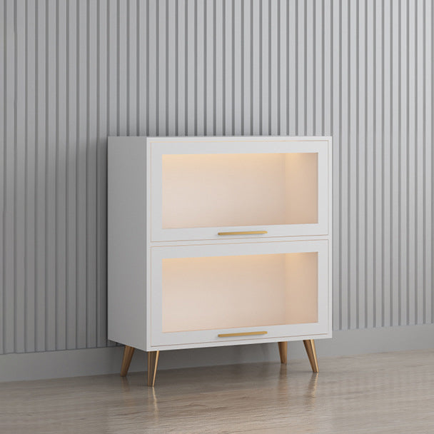 Modern 1-door Sideboard in White and Black Glass for Living Home