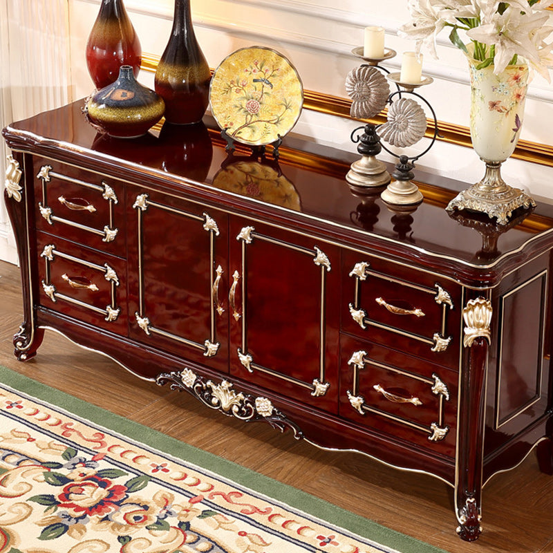 Glam Sideboard Rubber Wood Sideboard with Door and Drawer for Living Room