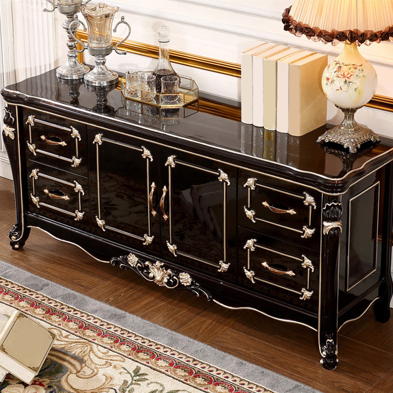 Glam Sideboard Rubber Wood Sideboard with Door and Drawer for Living Room