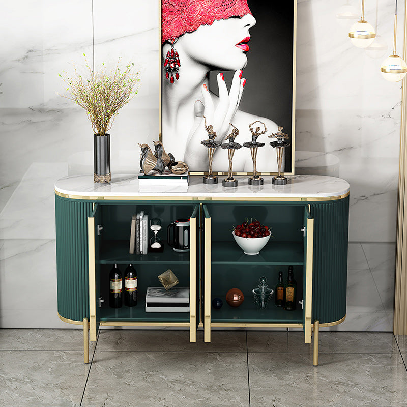 Glam Style Door Sideboard Stone Top Sideboard for Living Room