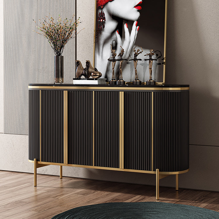 Glam Style Sideboard Stone Top Sideboard with Door for Living Room