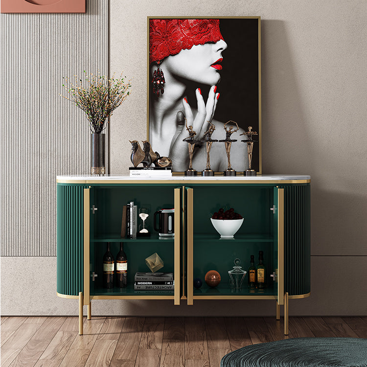 Glam Style Sideboard Stone Top Sideboard with Door for Living Room