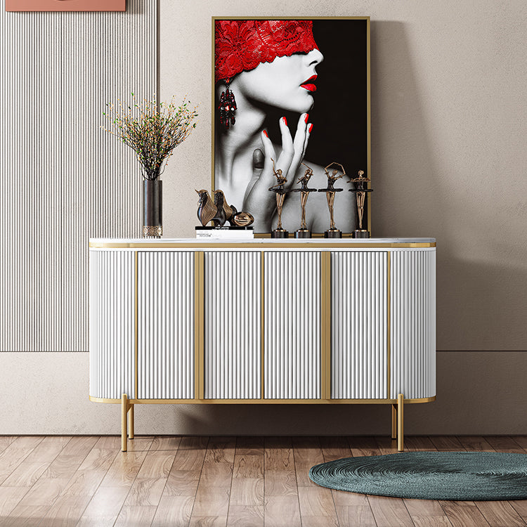 Glam Style Sideboard Stone Top Sideboard with Door for Living Room