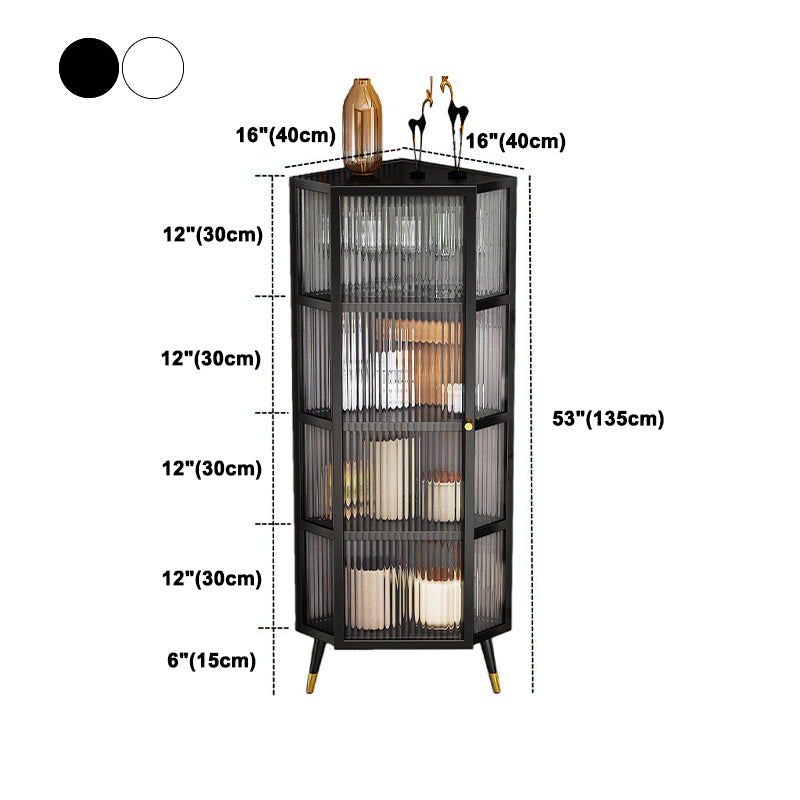 Glam Style Kitchen Server Glass Door Iron Frame Buffet Server for Living Room