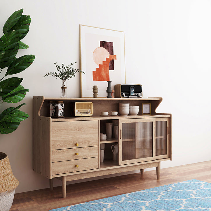 Simple Style Sideboard Wood Cupboard with Drawer and Door for Living Room