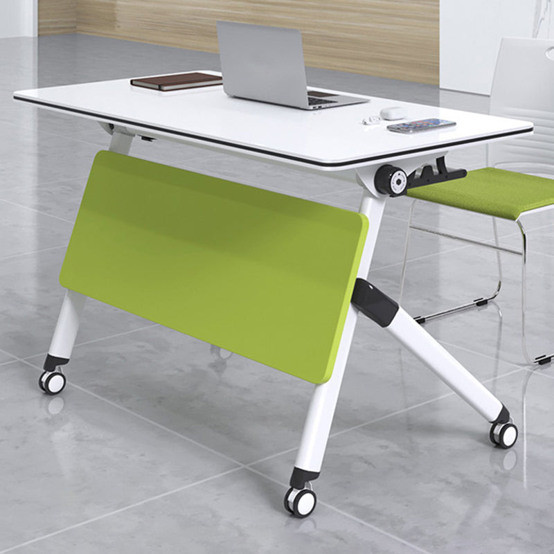 Modern Folding Office Desk with Wheels Manufactured Wood Top Rectangular Desk