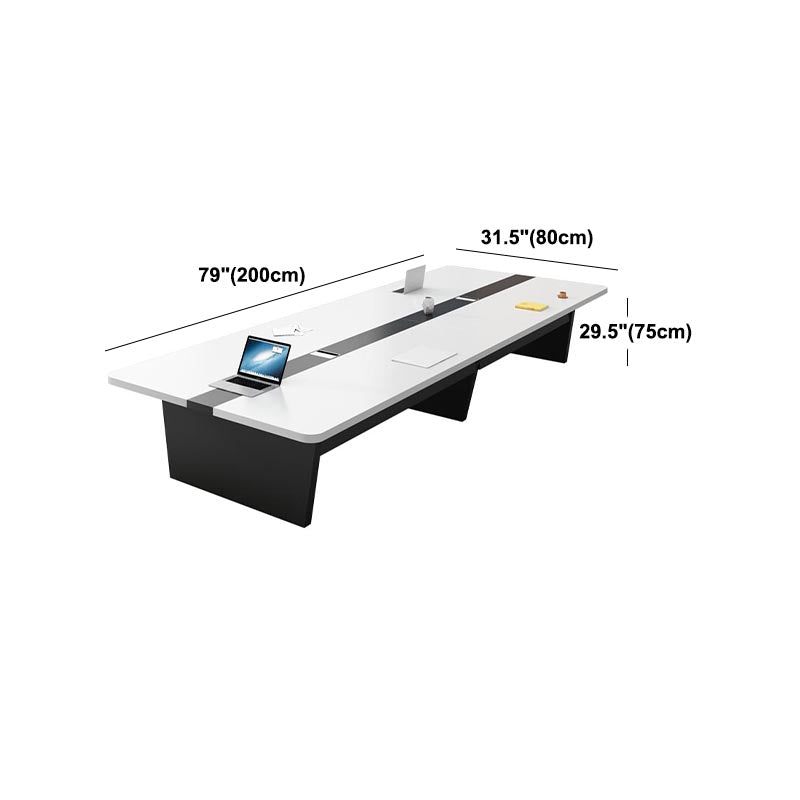 Industrial Style Rectangle Writing Desk Cable Management Office Desk for Office