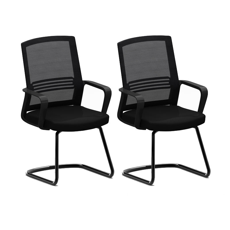 Black Fixed Arms Office Chair Contemporary Nylon Frame Mesh Back Chair