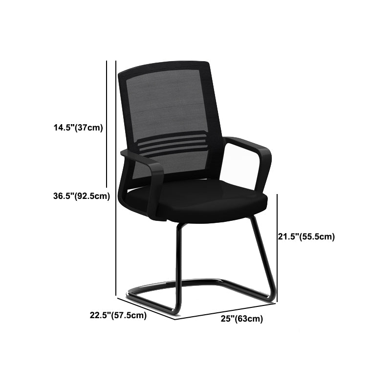 Black Fixed Arms Office Chair Contemporary Nylon Frame Mesh Back Chair