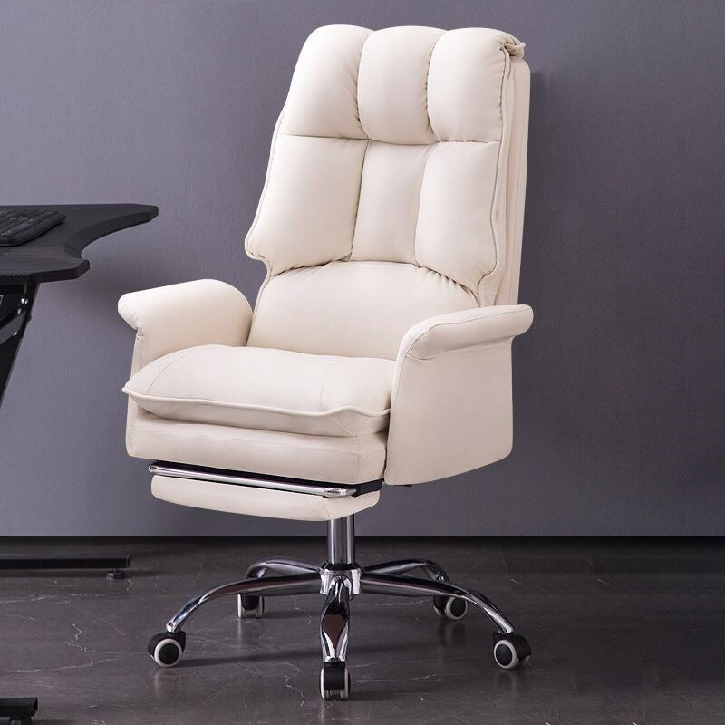 Modern Swivel Office Chair with Padded Arms Faux Leather Task Chair with Wheels