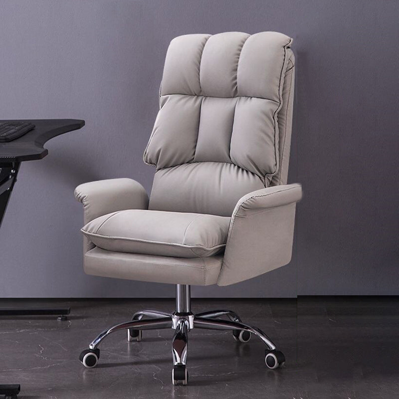 Modern Swivel Office Chair with Padded Arms Faux Leather Task Chair with Wheels