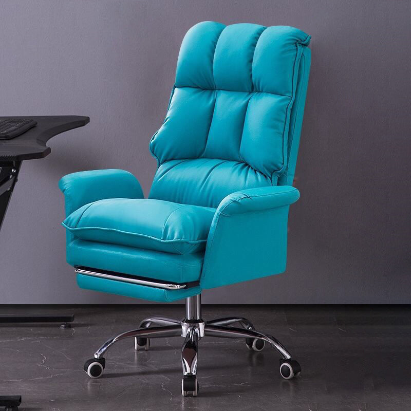 Modern Swivel Office Chair with Padded Arms Faux Leather Task Chair with Wheels