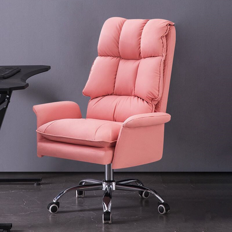 Modern Swivel Office Chair with Padded Arms Faux Leather Task Chair with Wheels