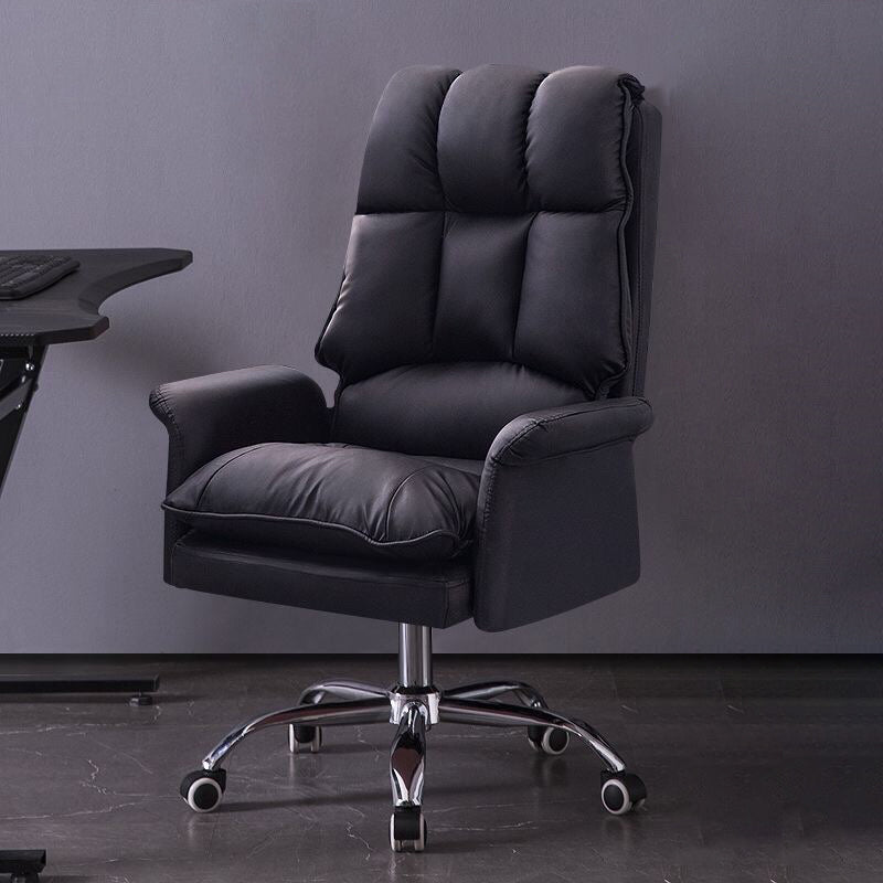 Modern Swivel Office Chair with Padded Arms Faux Leather Task Chair with Wheels